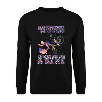 Running The Country Is Like Riding A Bike - Unisex Sweatshirt - black - Front - Alina (178cm) & Michal (187cm)