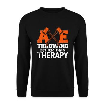 Axe Throwing Better Than Therapy - Unisex Sweatshirt - black - Front - Alina (178cm) & Michal (187cm)