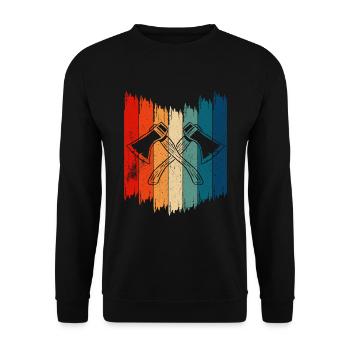 Vintage Axe Throwing Retro Axe Throwing - Unisex Pullover - Schwarz - Vorne - Alina (178cm) & Michal (187cm)