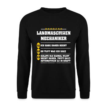 Landmaschinenmechaniker haben immer Recht - Unisex Pullover - Schwarz - Vorne - Alina (178cm) & Michal (187cm)