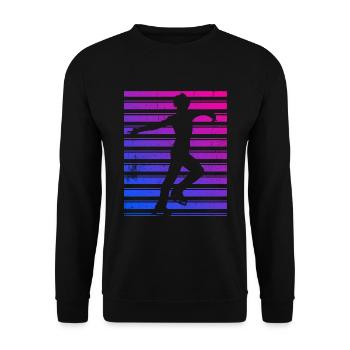 Retro Ice Skating Vintage Ice Skating - Unisex Pullover - Schwarz - Vorne - Alina (178cm) & Michal (187cm)
