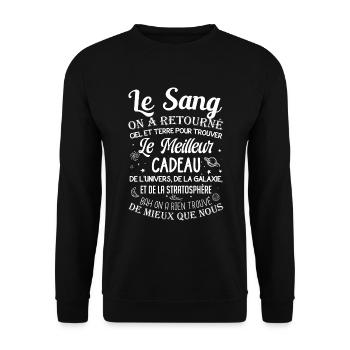Meilleur cadeau le sang ciel et terre drôle rap fr - Sweat-shirt Unisexe - noir - Devant - Alina (178cm) & Michal (187cm)