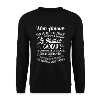 Meilleur cadeau mon amour st valentin couple - Sweat-shirt Unisexe - noir - Devant - Alina (178cm) & Michal (187cm)
