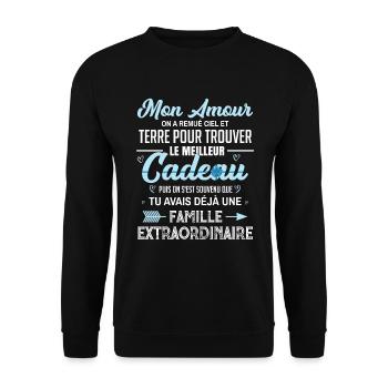 Meilleur cadeau mon amour saint valentin couple - Sweat-shirt Unisexe - noir - Devant - Alina (178cm) & Michal (187cm)