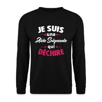 Je Suis Une Aide Soignante Qui Déchire - Sweat-shirt Unisexe - noir - Devant - Alina (178cm) & Michal (187cm)