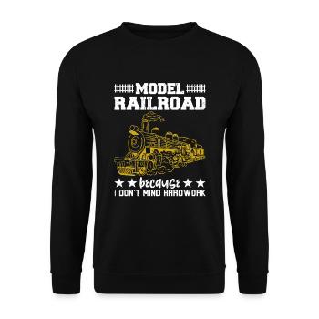 Model Railroad I Don't Mind Hardwork - Unisex Pullover - Schwarz - Vorne - Alina (178cm) & Michal (187cm)