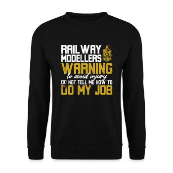 Avertissement aux modélisateurs ferroviaires - Sweat-shirt Unisexe - noir - Devant - Alina (178cm) & Michal (187cm)