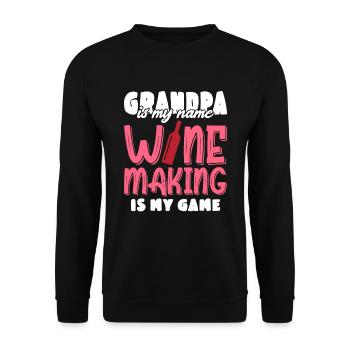 Grand-père est mon nom Vin faisant mon jeu - Sweat-shirt Unisexe - noir - Devant - Alina (178cm) & Michal (187cm)