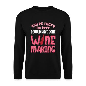 J’aurais pu faire du vin - Sweat-shirt Unisexe - noir - Devant - Alina (178cm) & Michal (187cm)