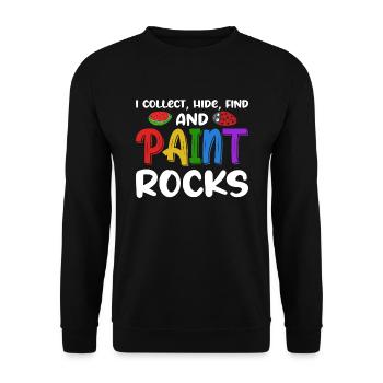 Je collectionne, cache, trouve et peins des roches - Sweat-shirt Unisexe - noir - Devant - Alina (178cm) & Michal (187cm)