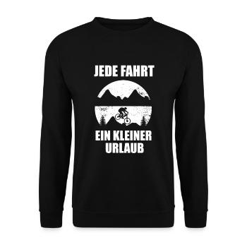 Jede Fahrt Ein Kleiner Urlaub Fahrrad Radfahrer - Unisex Pullover - Schwarz - Vorne - Alina (178cm) & Michal (187cm)