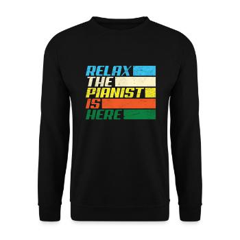 Lustiges Klavierspieler Klavier Piano Pianist - Unisex Pullover - Schwarz - Vorne - Alina (178cm) & Michal (187cm)