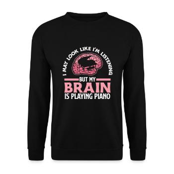 Lustiges Klavierspieler Klavier Piano Pianist - Unisex Pullover - Schwarz - Vorne - Alina (178cm) & Michal (187cm)