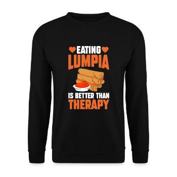 Eating Lumpia Is Better Than Therapy - Unisex Pullover - Schwarz - Vorne - Alina (178cm) & Michal (187cm)