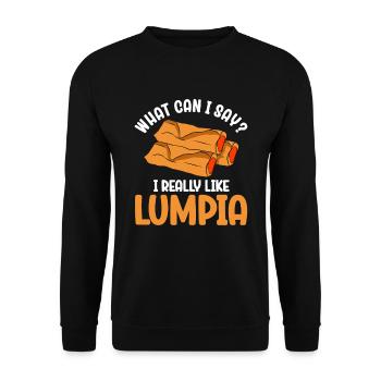 What Can I Say I Really Like Lumpia - Unisex Pullover - Schwarz - Vorne - Alina (178cm) & Michal (187cm)