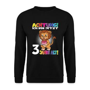 Kindergeburtstag Ich Bin Jetzt 3 Jahre - Unisex Pullover - Schwarz - Vorne - Alina (178cm) & Michal (187cm)