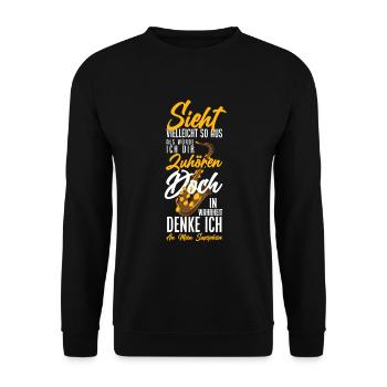 Lustiges Saxophon Geschenk - Unisex Pullover - Schwarz - Vorne - Alina (178cm) & Michal (187cm)