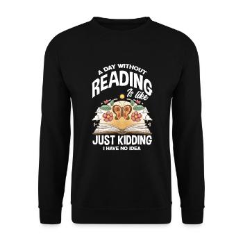 Bücherwurm Buchliebhaber Bibliothekar Geschenk - Unisex Pullover - Schwarz - Vorne - Alina (178cm) & Michal (187cm)