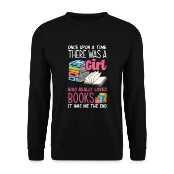 Bookworm Book Lover Librarian Gift - Unisex Sweatshirt - black - Front - Alina (178cm) & Michal (187cm)