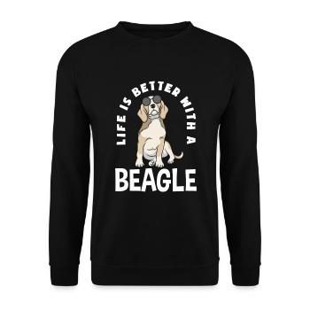 Lustiges Beagle Geschenk - Unisex Pullover - Schwarz - Vorne - Alina (178cm) & Michal (187cm)