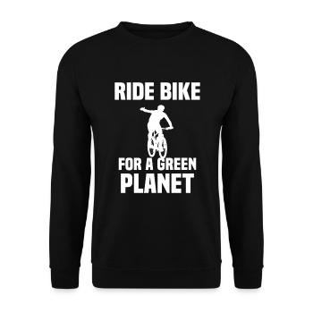Ride Bike For A Green Planet - Unisex Sweatshirt - black - Front - Alina (178cm) & Michal (187cm)