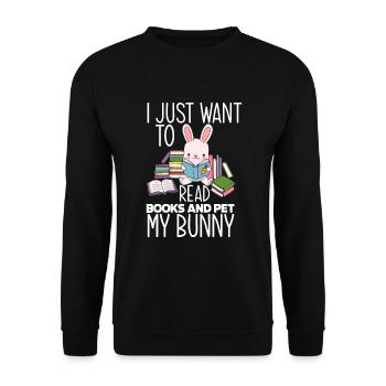 Rabbit Rabbit Pet Rabbit Book Read Gift - Unisex Sweatshirt - black - Front - Alina (178cm) & Michal (187cm)