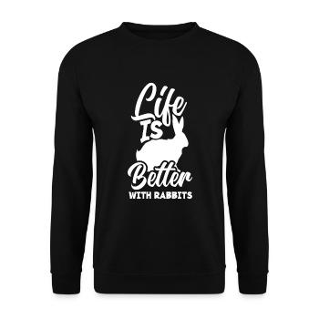 Rabbit Rabbit Pet Rabbit Mama Gift - Unisex Sweatshirt - black - Front - Alina (178cm) & Michal (187cm)