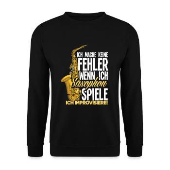 Lustiges Saxophon Geschenk - Unisex Pullover - Schwarz - Vorne - Alina (178cm) & Michal (187cm)