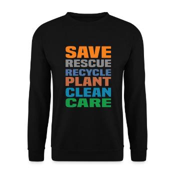 Save Rescue Recycle Plant Clean Care - Unisex Pullover - Schwarz - Vorne - Alina (178cm) & Michal (187cm)