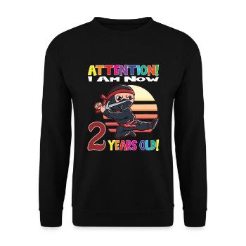 Ninja Boy Attention I Am Now 2 Years Old - Unisex Sweatshirt - black - Front - Alina (178cm) & Michal (187cm)