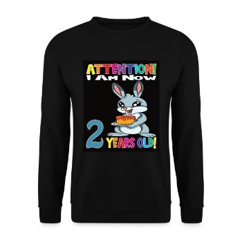 Rabbit Attention I Am Now 2 Years Old - Unisex Sweatshirt - black - Front - Alina (178cm) & Michal (187cm)
