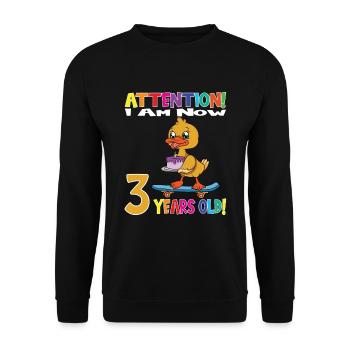 Duck Attention I Am Now 3 Years Old - Unisex Sweatshirt - black - Front - Alina (178cm) & Michal (187cm)