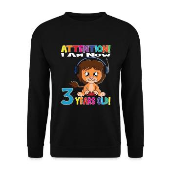 Gaming Lion I Am Now 3 Years Old - Unisex Sweatshirt - black - Front - Alina (178cm) & Michal (187cm)