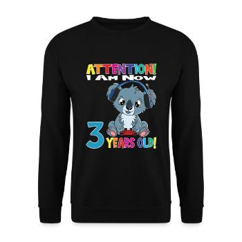 Gaming Koala I Am Now 3 Years Old - Unisex Sweatshirt - black - Front - Alina (178cm) & Michal (187cm)