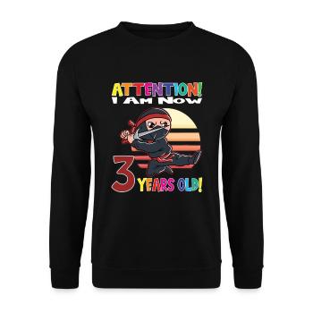 Ninja Boy Attention I Am Now 3 Years Old - Unisex Sweatshirt - black - Front - Alina (178cm) & Michal (187cm)