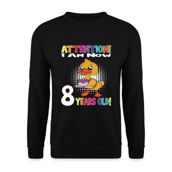 Duck Birthday I Am Now 8 Years Old - Unisex Sweatshirt - black - Front - Alina (178cm) & Michal (187cm)