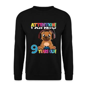 Gaming Dog Birthday I Am Now 9 Years Old - Unisex Sweatshirt - black - Front - Alina (178cm) & Michal (187cm)