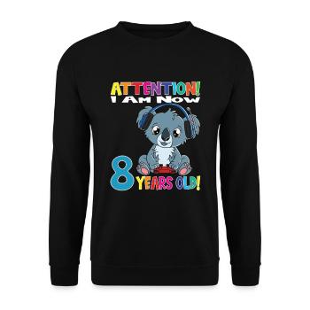 Koala Birthday I Am Now 8 Years Old - Unisex Sweatshirt - black - Front - Alina (178cm) & Michal (187cm)