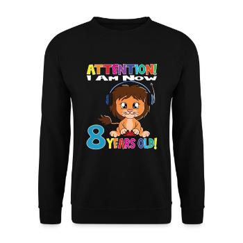 Lion Birthday I Am Now 8 Years Old - Unisex Sweatshirt - black - Front - Alina (178cm) & Michal (187cm)
