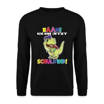 Bääm! Ich Bin Jetzt Schulkind Einschulung - Unisex Pullover - Schwarz - Vorne - Alina (178cm) & Michal (187cm)