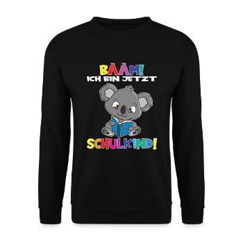 Bääm! Ich Bin Jetzt Schulkind Einschulung - Unisex Pullover - Schwarz - Vorne - Alina (178cm) & Michal (187cm)