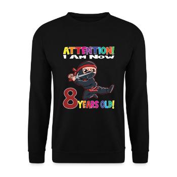 Ninja Birthday I Am Now 8 Years Old - Unisex Sweatshirt - black - Front - Alina (178cm) & Michal (187cm)