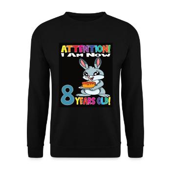 Rabbit Birthday I Am Now 8 Years Old - Unisex Sweatshirt - black - Front - Alina (178cm) & Michal (187cm)