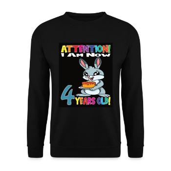 Anniversaire de lapin J’ai maintenant 4 ans - Sweat-shirt Unisexe - noir - Devant - Alina (178cm) & Michal (187cm)