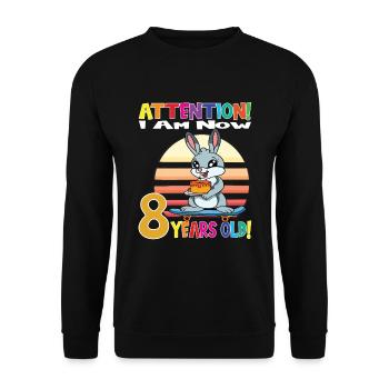 Rabbit Birthday I Am Now 8 Years Old - Unisex Sweatshirt - black - Front - Alina (178cm) & Michal (187cm)