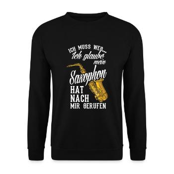 Mein Saxophon Hat Nach Mir Gerufen Saxophon - Unisex Pullover - Schwarz - Vorne - Alina (178cm) & Michal (187cm)