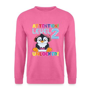 Attention Niveau 2 Anniversaire débloqué - Sweat-shirt Unisexe - rose - Devant