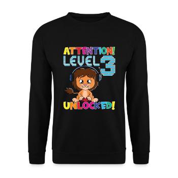 Niveau 3 Anniversaire de jeu débloqué - Sweat-shirt Unisexe - noir - Devant - Alina (178cm) & Michal (187cm)