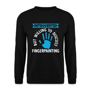Introverted Discuss Fingerpainting - Unisex Pullover - Schwarz - Vorne - Alina (178cm) & Michal (187cm)
