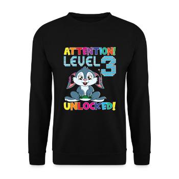 Niveau 3 Anniversaire de jeu débloqué - Sweat-shirt Unisexe - noir - Devant - Alina (178cm) & Michal (187cm)